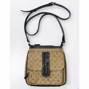 Liz Claiborne Villager Women's Brown/Tan Faux Leather Crossbody Bag Handbag